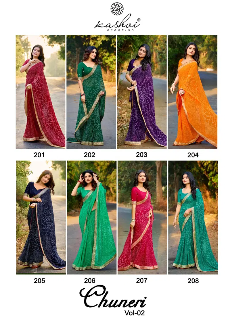 Chuneri Vol 2 By Kashvi Mono Georgette Daily Wear Saree Orders In India
